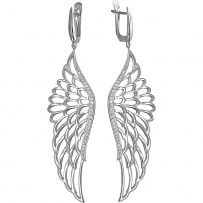 Серьги Крылья с фианитами из серебра (арт. 832386)