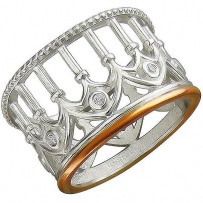 Кольцо с фианитами из серебра с позолотой (арт. 832683)