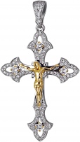 Крестик с бриллиантами из комбинированного золота 750 пробы (арт. 833413)
