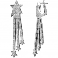 Серьги Звёзды с 192 бриллиантами из белого золота (арт. 834734)