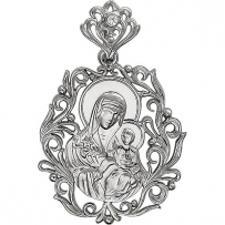 Подвеска-иконка "Казанская Богородица" с 1 фианитом из серебра (арт. 848745)