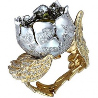 Кольцо с цитрином и бриллиантами из комбинированного золота (арт. 864614)