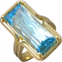 Кольцо с топазом и бриллиантами из жёлтого золота 750 пробы (арт. 880558)