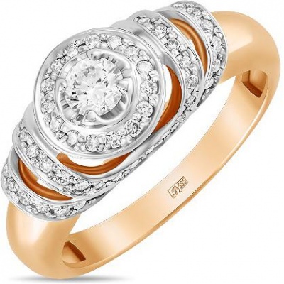 Кольцо с 62 бриллиантами из красного золота