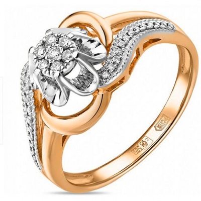 Кольцо с 33 бриллиантами из красного золота