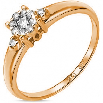 Кольцо с 11 бриллиантами из красного золота