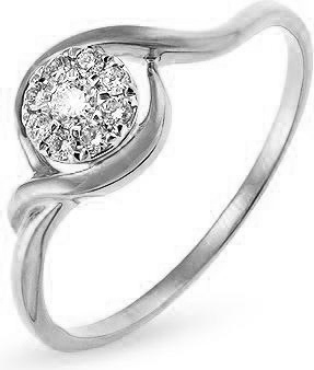 Кольцо с 9 бриллиантами из белого золота