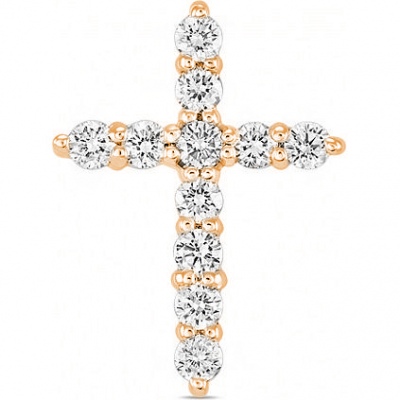Крестик с 11 бриллиантами из красного золота
