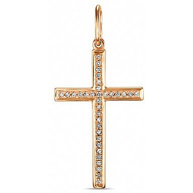 Крестик с 33 бриллиантами из красного золота