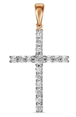 Крестик с 7 бриллиантами из красного золота