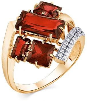 Кольцо с гранатами и фианитами из красного золота кольцо с 52 фианитами из красного золота