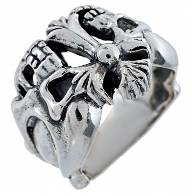 Кольцо Череп из серебра