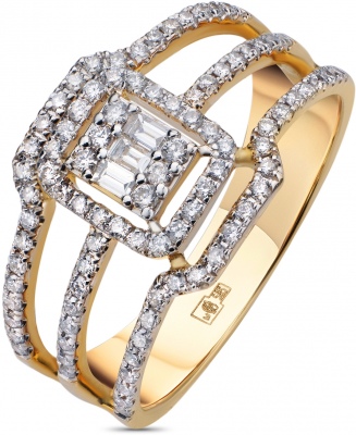 Кольцо с 95 бриллиантами из жёлтого золота