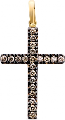 Крестик с 21 бриллиантом из жёлтого золота