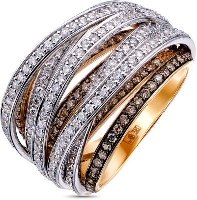 Кольцо с 246 бриллиантами из комбинированного золота