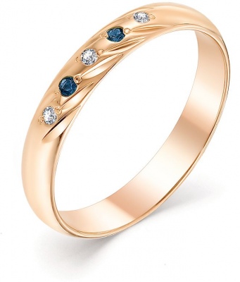 Кольцо с бриллиантами и сапфирами из красного золота