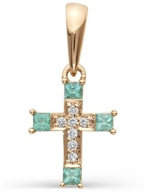 

Крестик с изумрудами и бриллиантами из красного золота