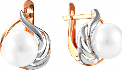 

Серьги с 2 жемчугом из красного золота