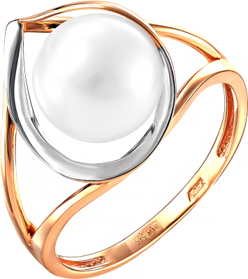 Кольцо с 1 жемчугом из красного золота