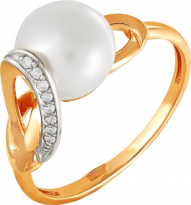 

Кольцо с бриллиантами и жемчугом из красного золота