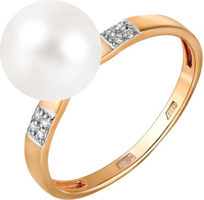Фото - Кольцо с жемчугом и фианитами из красного золота кольцо с 52 фианитами из красного золота