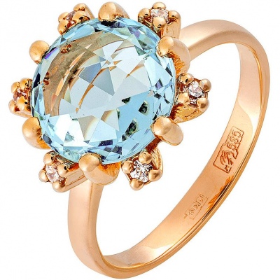 Кольцо с топазом и фианитами из красного золота aloris кольцо с топазом и фианитами из красного золота 120ткц размер 17 5
