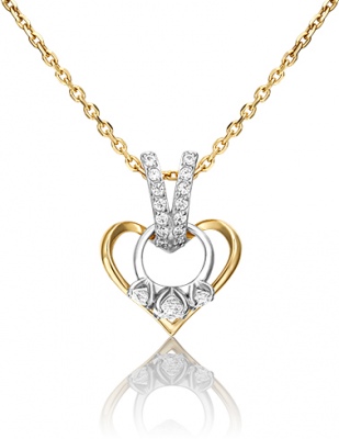 Подвеска Сердце с кристаллами swarovski из комбинированного золота колье с кристаллами swarovski из комбинированного золота