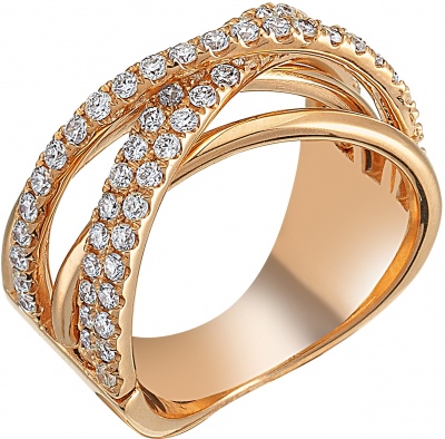 Кольцо с 68 бриллиантами из красного золота