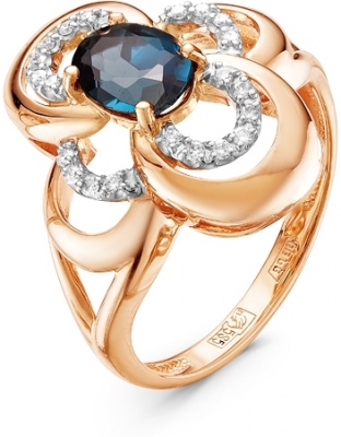 Кольцо с топазом и бриллиантами из комбинированного золота