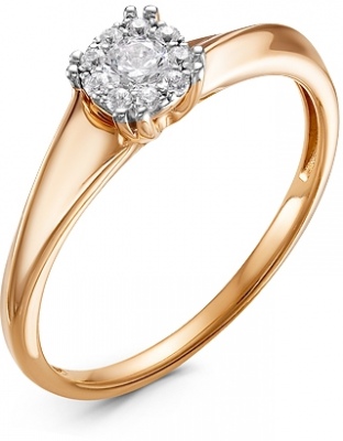 Кольцо с 10 бриллиантами из красного золота