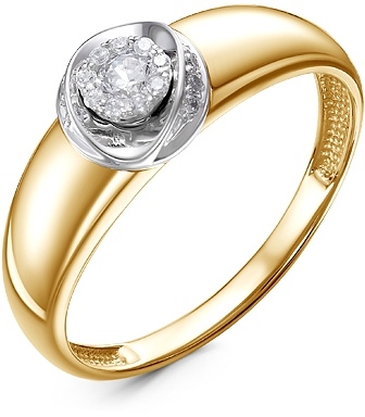 Кольцо с 16 бриллиантами из жёлтого золота