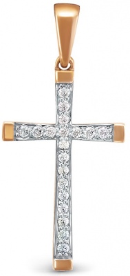 Крестик с 19 бриллиантами из красного золота