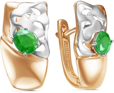 

Серьги с 2 изумрудами из красного золота