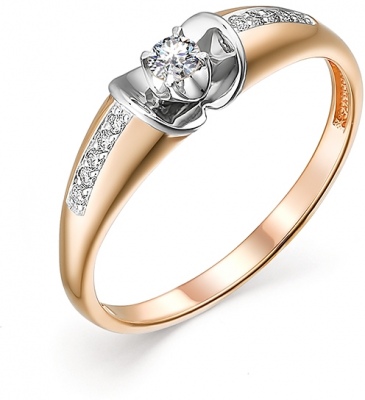 Кольцо с 11 бриллиантами из красного золота