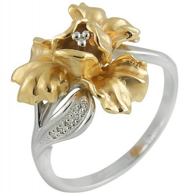 Кольцо с 5 бриллиантами из комбинированного золота