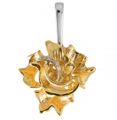 Подвеска Цветок с 5 бриллиантами из комбинированного золота