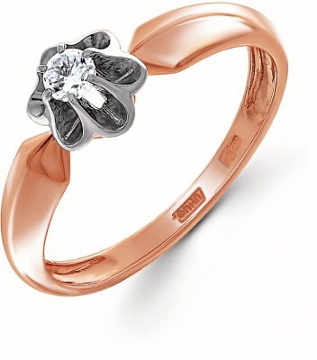 Кольцо Цветок с 1 фианитом из красного золота кольцо цветок с фианитом топазами из красного золота