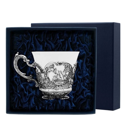 Чашка чайная "Королевская охота" из чернёного серебра