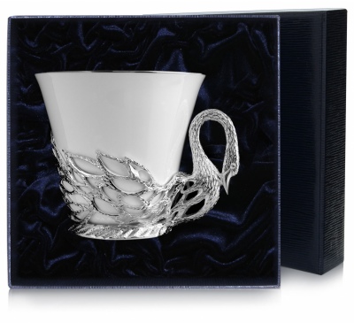 Чашка чайная "Лебедь" из серебра
