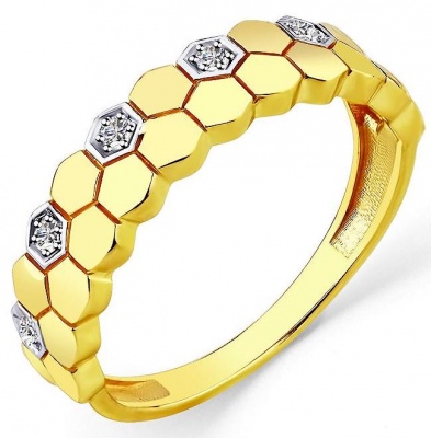 Кольцо с 6 фианитами из жёлтого золота