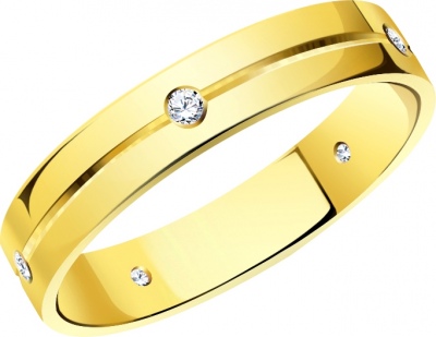 Кольцо с 7 фианитами из жёлтого золота