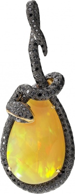 Подвеска Змея с опалом и бриллиантами из жёлтого золота 750 пробы