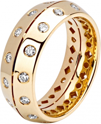Кольцо с 28 бриллиантами из жёлтого золота 750 пробы