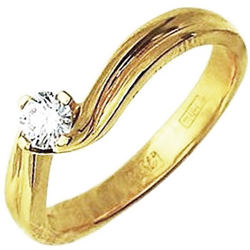Кольца с 1 бриллиантом из жёлтого золота 750 пробы