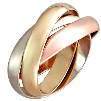 Обручальное кольцо Тринити из комбинированного золота