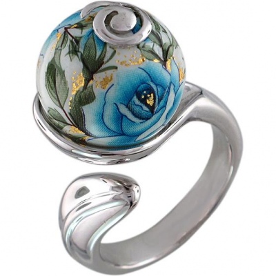Кольцо Цветы безразмерное из серебра