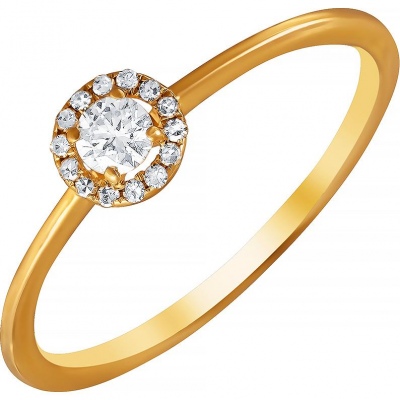

Кольцо с 15 бриллиантами из жёлтого золота