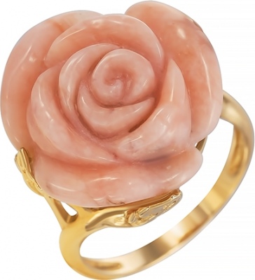 Кольцо Цветок с опалом из желтого золота