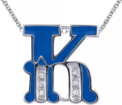 

Колье Буква "К" с бриллиантами, вставкой из эмали из белого золота