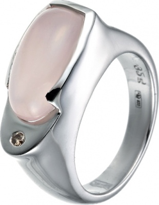 Кольцо с бриллиантом, кварцем из серебра